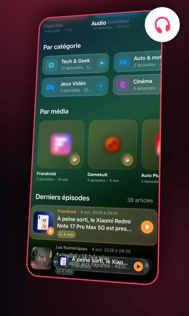 L'onglet Audio d'OmniFeed