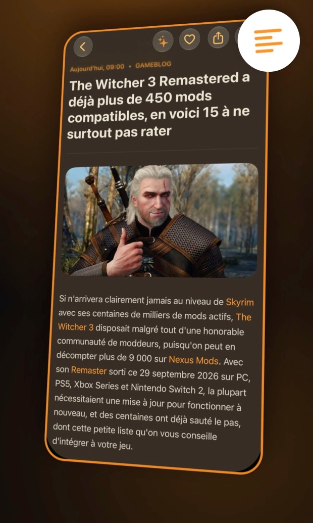 Un article affiché dans la page de lecture d'OmniFeed